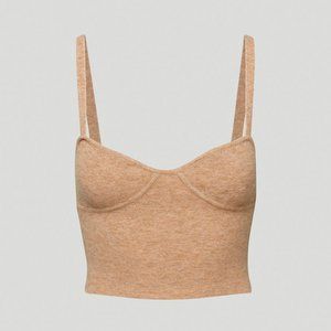 Aritzia Wilfred Sicily Bustier Sweater Tank Top in Heather Tannin